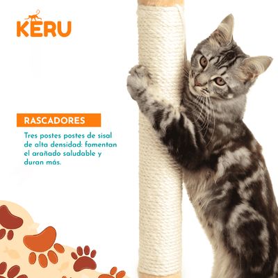 Imagen 2 del producto Torre castillo y rascador para gatos interactivo beige