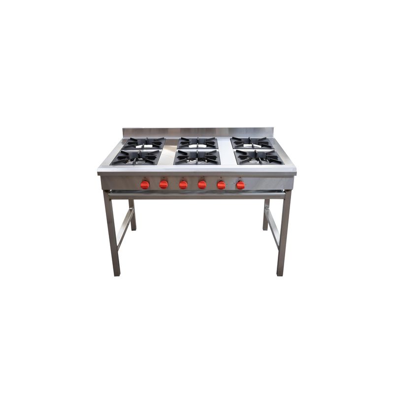 VENTUS - Anafe 6 Quemadores Gas Licuado Inox