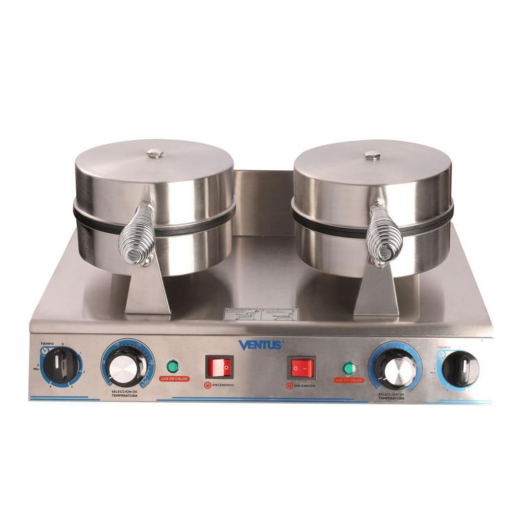 Wafflera Eléctrica Industrial 2 Platos Antiadherentes 2400W