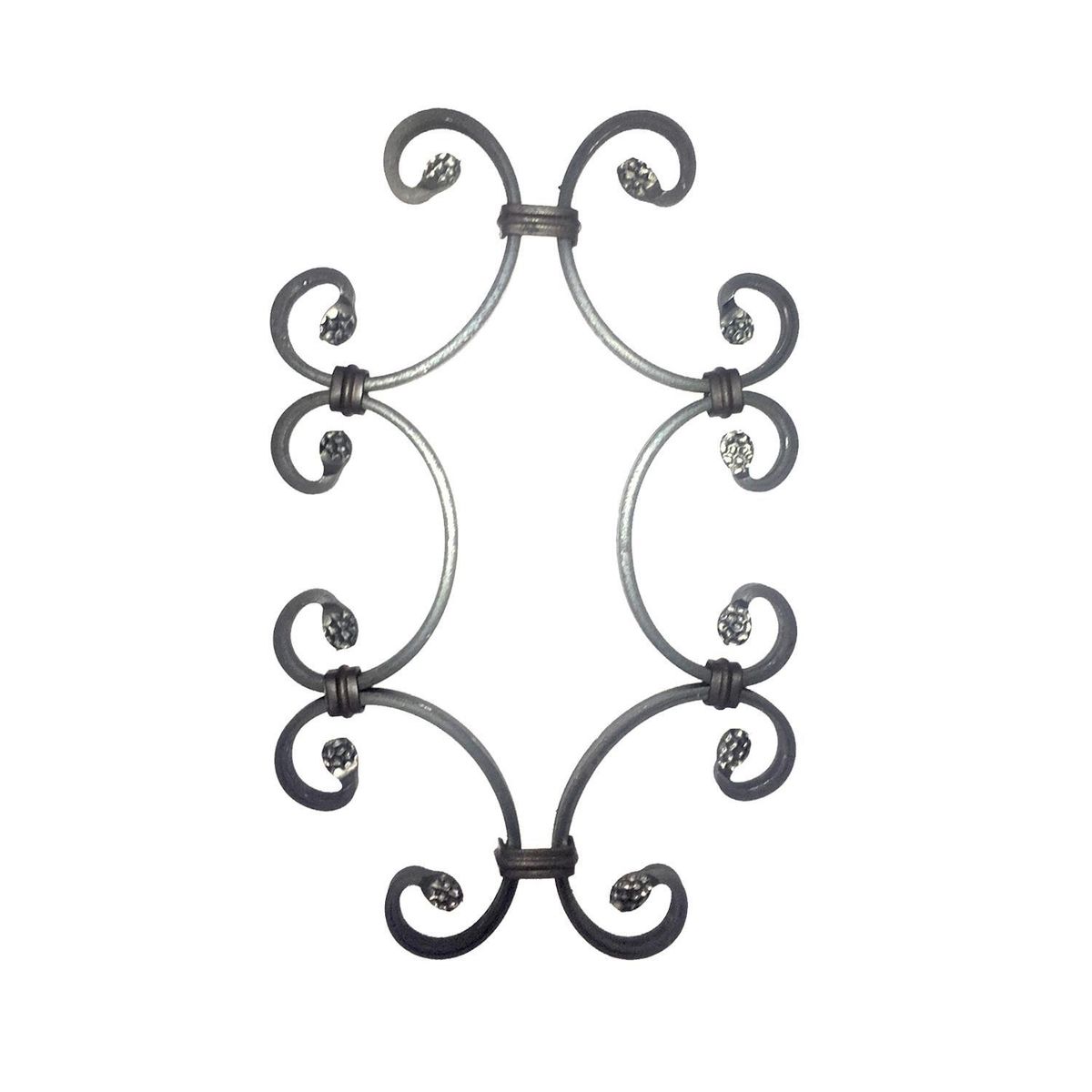 ARTEFERRO - Apliqué Decorativo En Fierro Forjado Para Barra Cuadrada, Diseño 6 Rizos 38X23 Cm