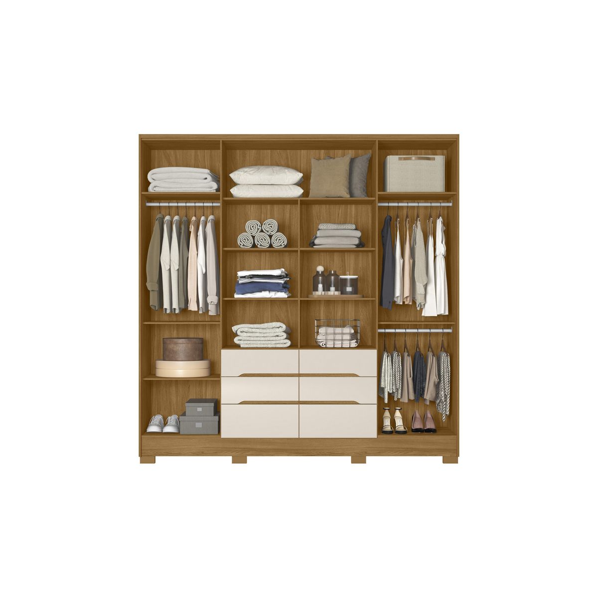 DI PORETTI - Closet 3 Puerta(s) 2 Cajón(es) 2 Repisa(s) 216x222x48 cm Café