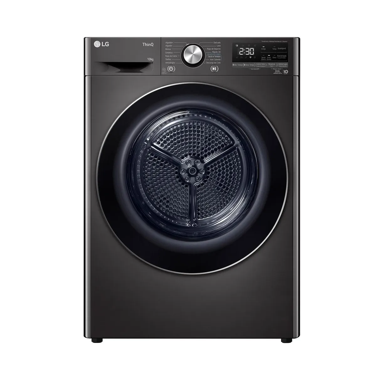 LG - Secadora 10 kg Carga Frontal con Condensación Acero negro DF10BVC2S6R