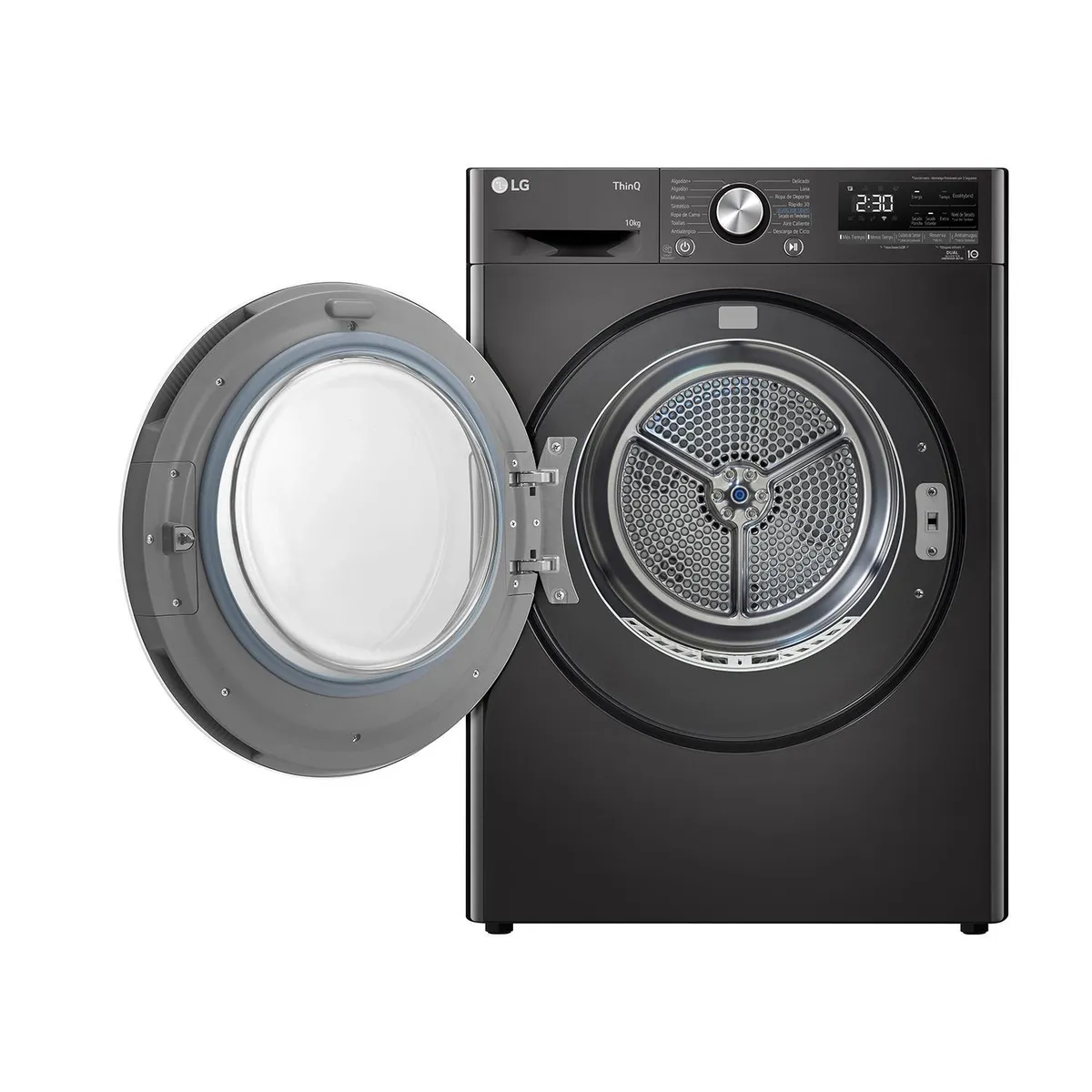 LG - Secadora 10 kg Carga Frontal con Condensación Acero negro DF10BVC2S6R