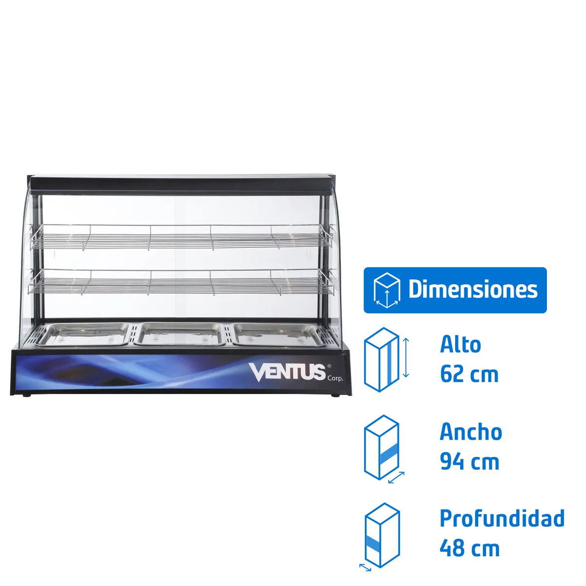 VENTUS - Vitrina Mantenedor Caliente Sobremesa VMCD-3
