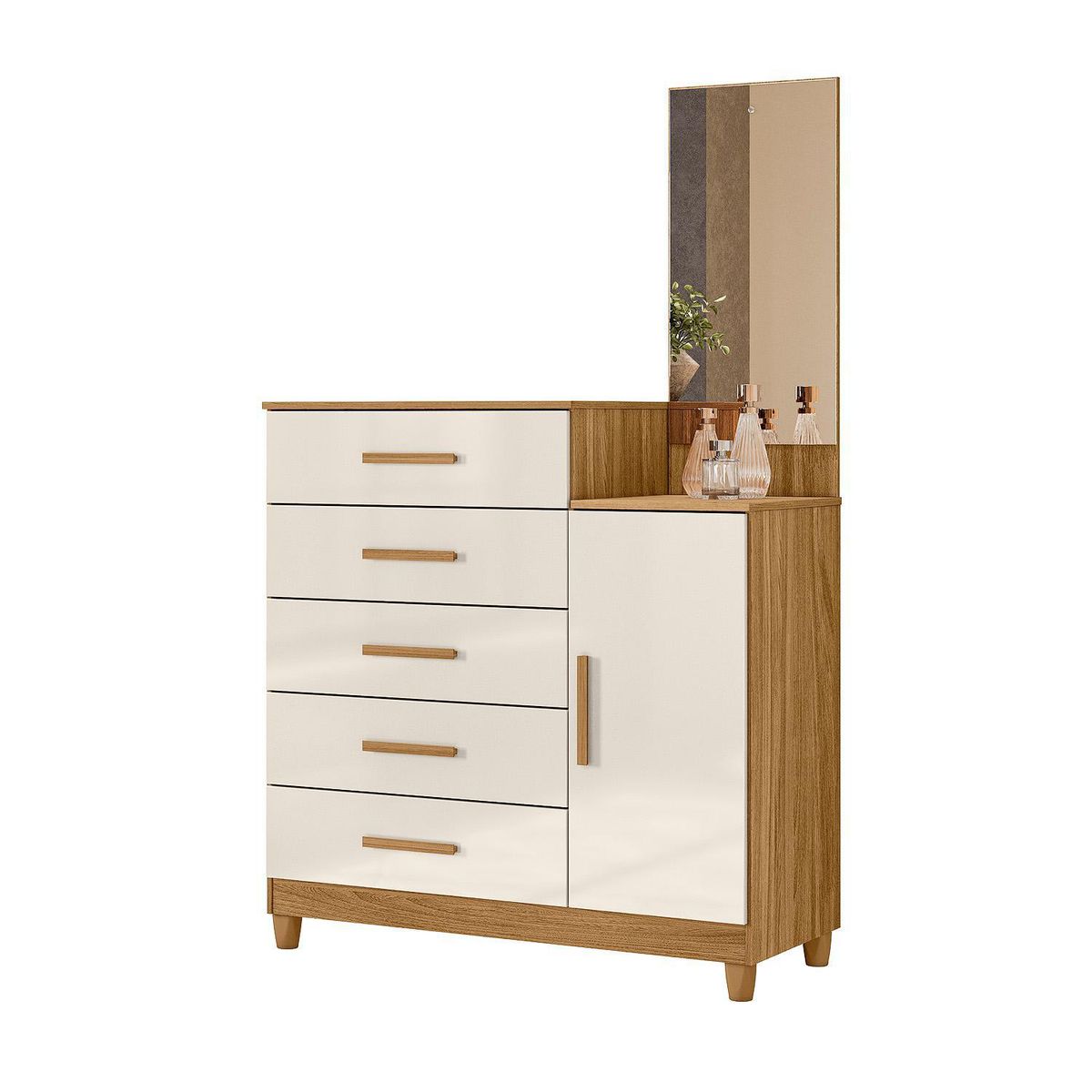 DI PORETTI - Tocador 5 Cajón(es) Lisboa 104x170x45 cm Café/blanco