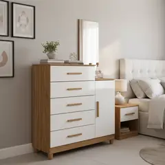 DI PORETTI - Tocador 5 Cajón(es) Lisboa 104x170x45 cm Café/blanco