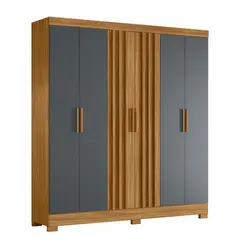 DI PORETTI - Closet 6 Puerta(s) 2 Cajón(es) 3 Repisa(s) 195x212x47 cm Café/gris