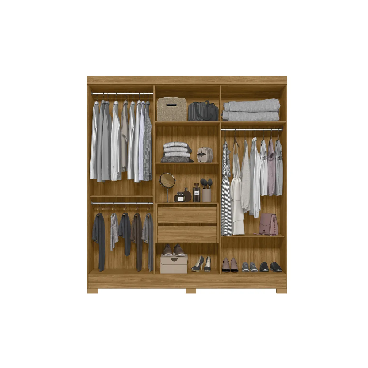 DI PORETTI - Closet 6 Puerta(s) 2 Cajón(es) 3 Repisa(s) 195x212x47 cm Café/gris