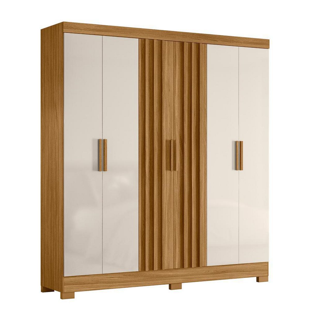 DI PORETTI - Closet 6 Puerta(s) 2 Cajón(es) 3 Repisa(s) 195x212x47 cm Café/blanco