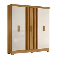 DI PORETTI - Closet 6 Puerta(s) 2 Cajón(es) 3 Repisa(s) 195x212x47 cm Café/blanco