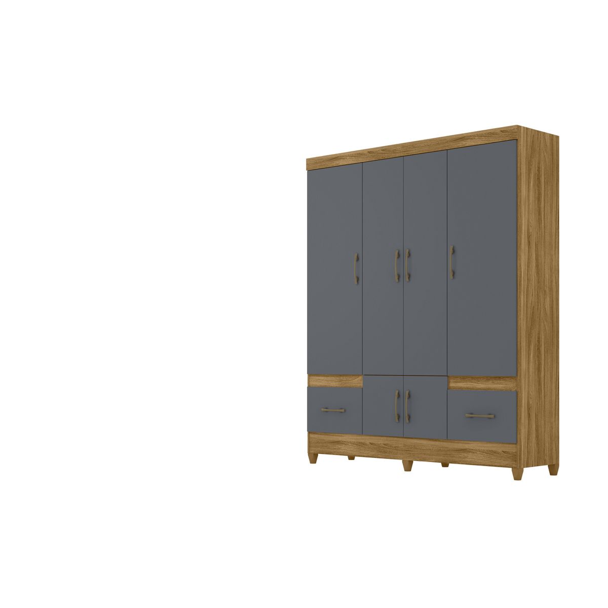 DI PORETTI - Closet 6 Puerta(s) 2 Cajón(es) 3 Repisa(s) 165x204x47 cm Café/gris