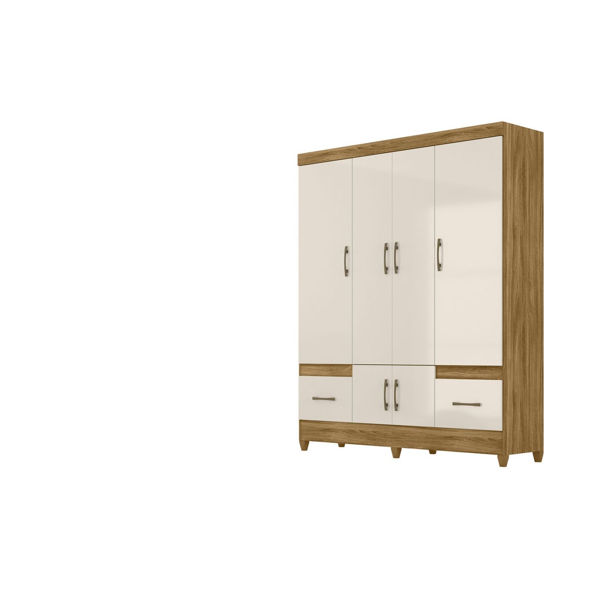 DI PORETTI - Closet 6 Puerta(s) 2 Cajón(es) 3 Repisa(s) 165x47x204 cm Café/blanco