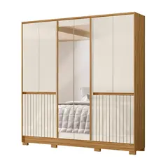 DI PORETTI - Closet 10 Puerta(s) 4 Cajón(es) 8 Repisa(s) 216x222x48 cm Café/blanco