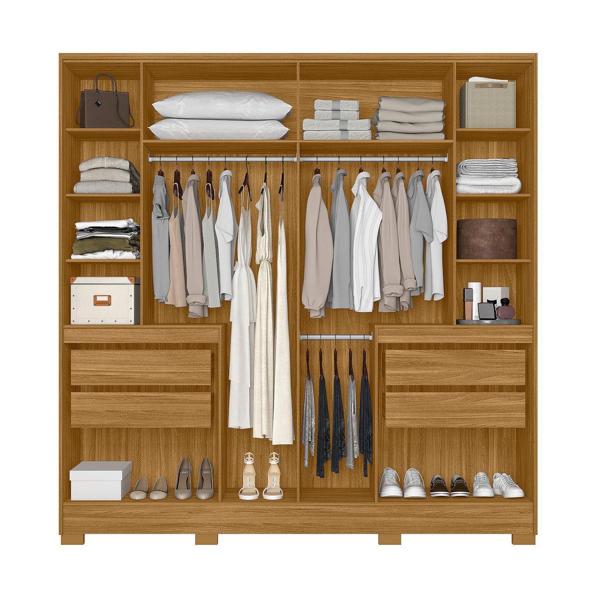 DI PORETTI - Closet 10 Puerta(s) 4 Cajón(es) 8 Repisa(s) 216x222x48 cm Café/blanco