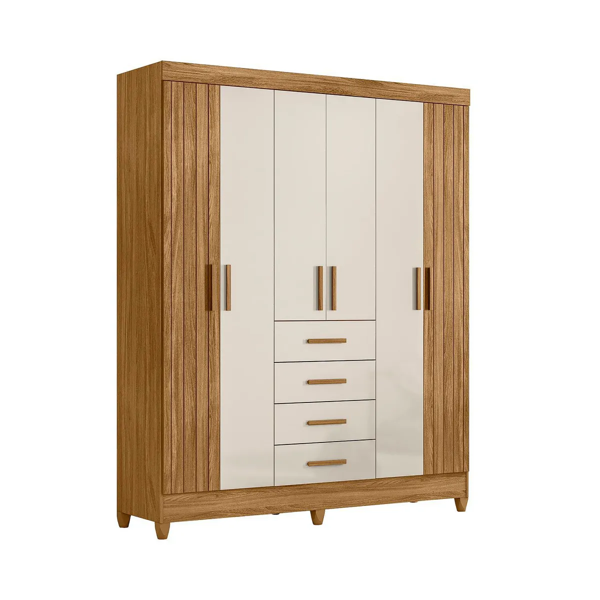 DI PORETTI - Closet 6 Puerta(s) 4 Cajón(es) 4 Repisa(s) 165x204x47 cm Café/blanco