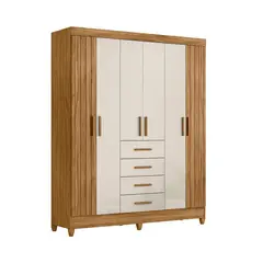 DI PORETTI - Closet 6 Puerta(s) 4 Cajón(es) 4 Repisa(s) 165x204x47 cm Café/blanco