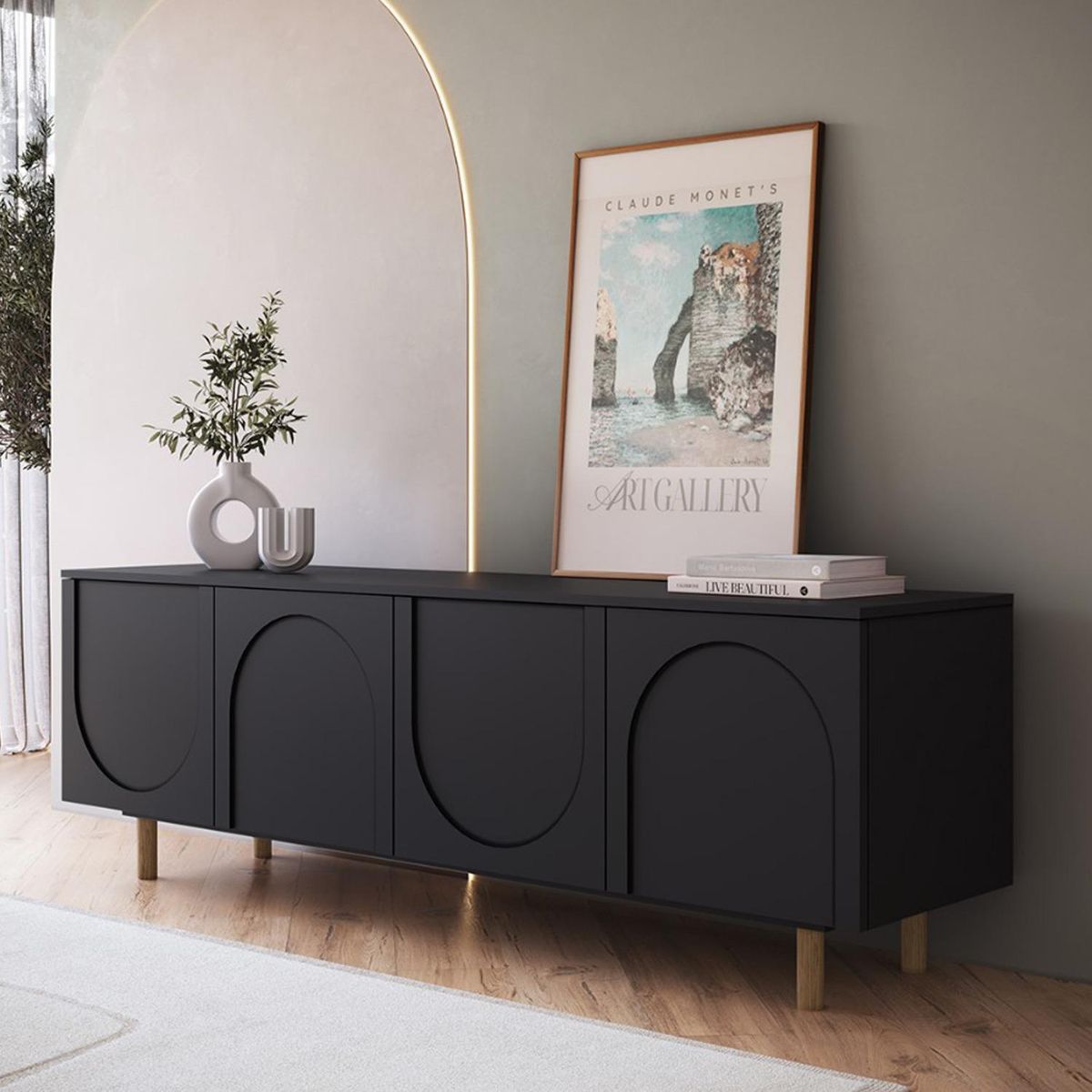 AMUV - Rack 75 " Arcos Negro 180x74.5x45 cm