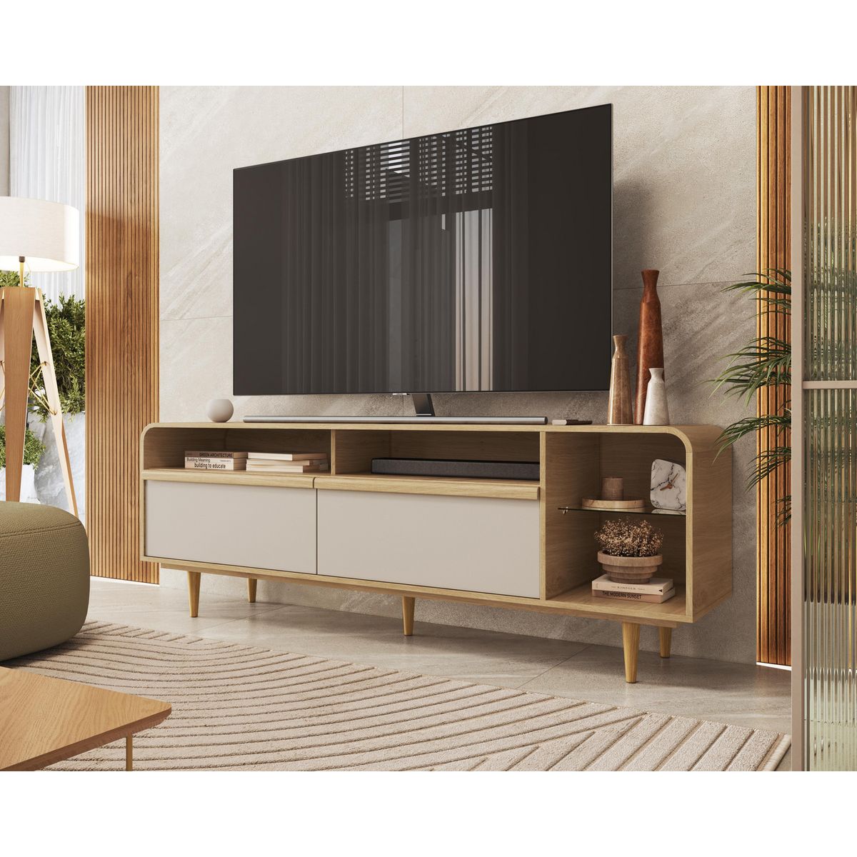 AMUV - Rack 75 " Viena Café y beige 180x45x39.3 cm