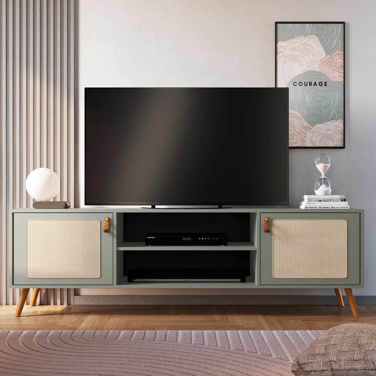 AMUV - Rack 75 " Salvia Gris y beige 180x55x38 cm