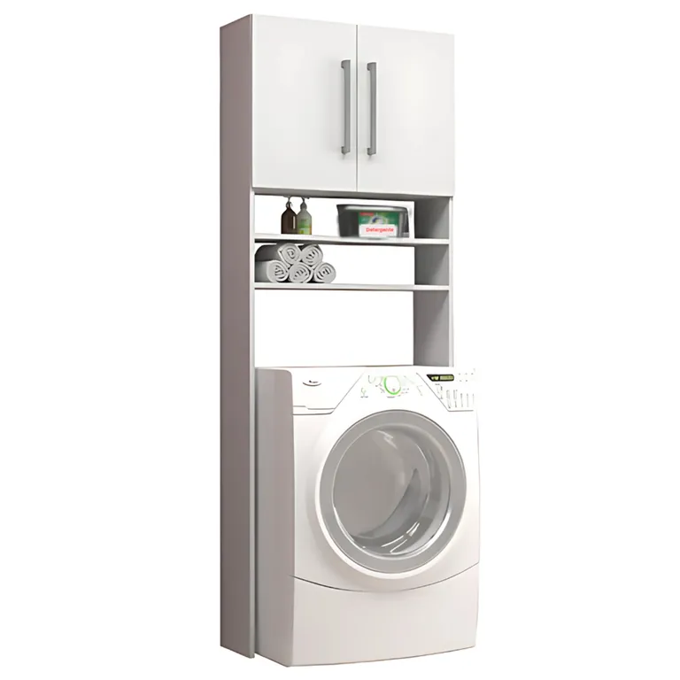 MOBILFRANK Mueble Organizador Logia Lavadora MDP 3 Nivel(es) 68x190x25 cm Blanco