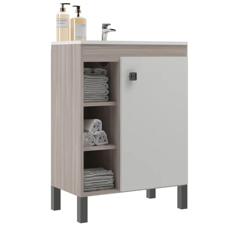 Mueble Baño con Lavamanos 9002MB Beige Malbec y Blanco 60x80x32 cm