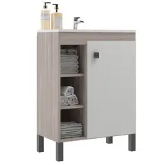 MOBILFRANK - Mueble Baño con Lavamanos 9002MB Beige Malbec y Blanco 60x80x32 cm