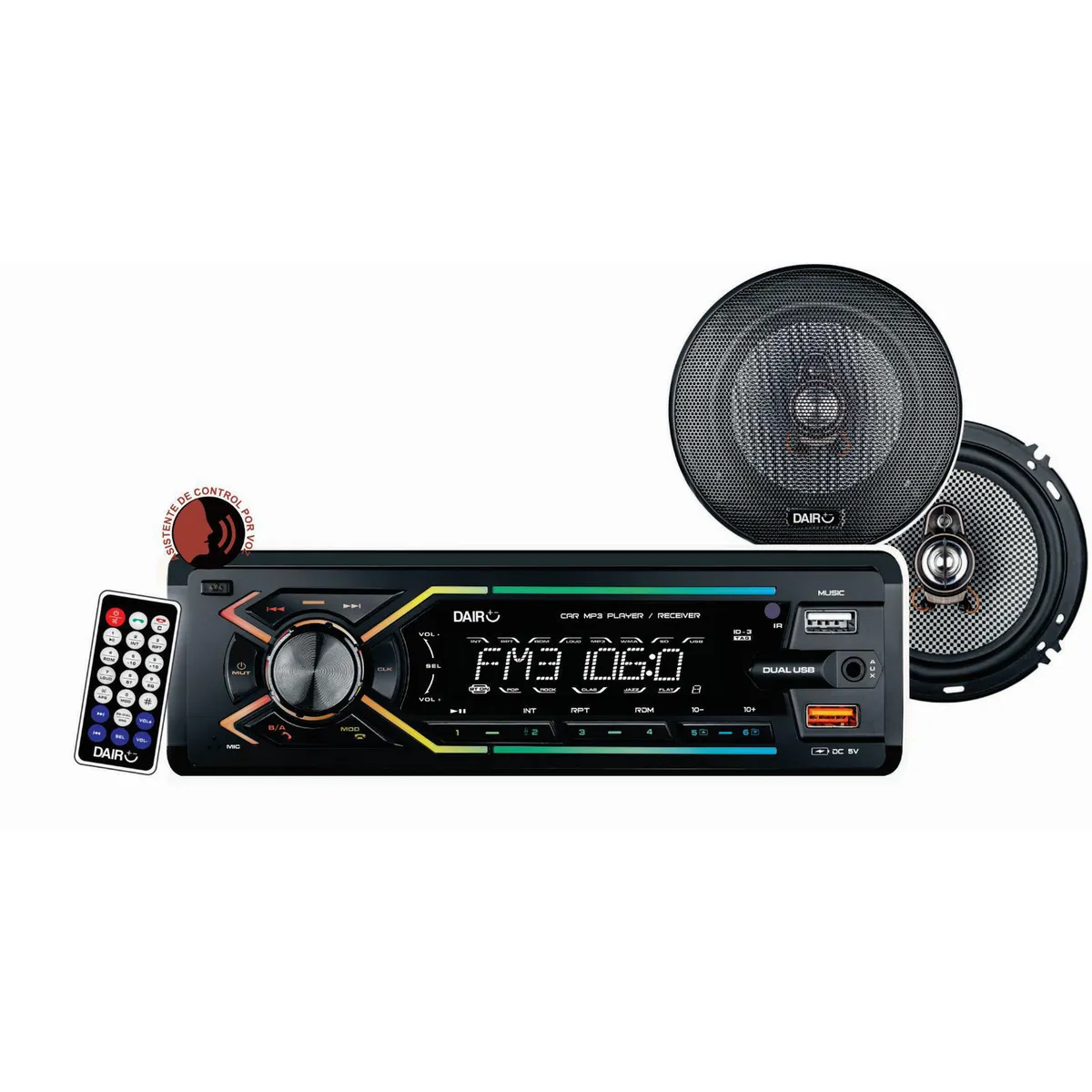 DAIRU - Set de Radio y Parlante para Automóvil