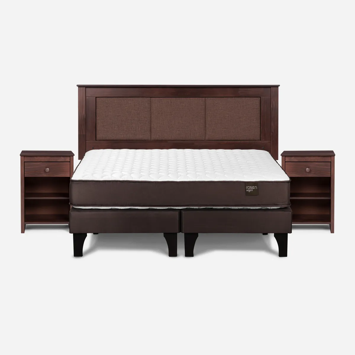 ROSEN - Cama 2 Plazas Europea New Ergo T + Respaldo + 2 Veladores