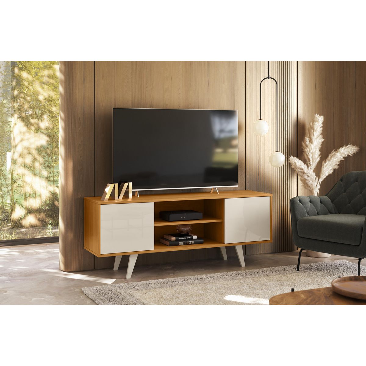 ALTAVISION - Rack TV 50 " Lisboa Cina Café/Blanco Off 136x54x36.5 cm