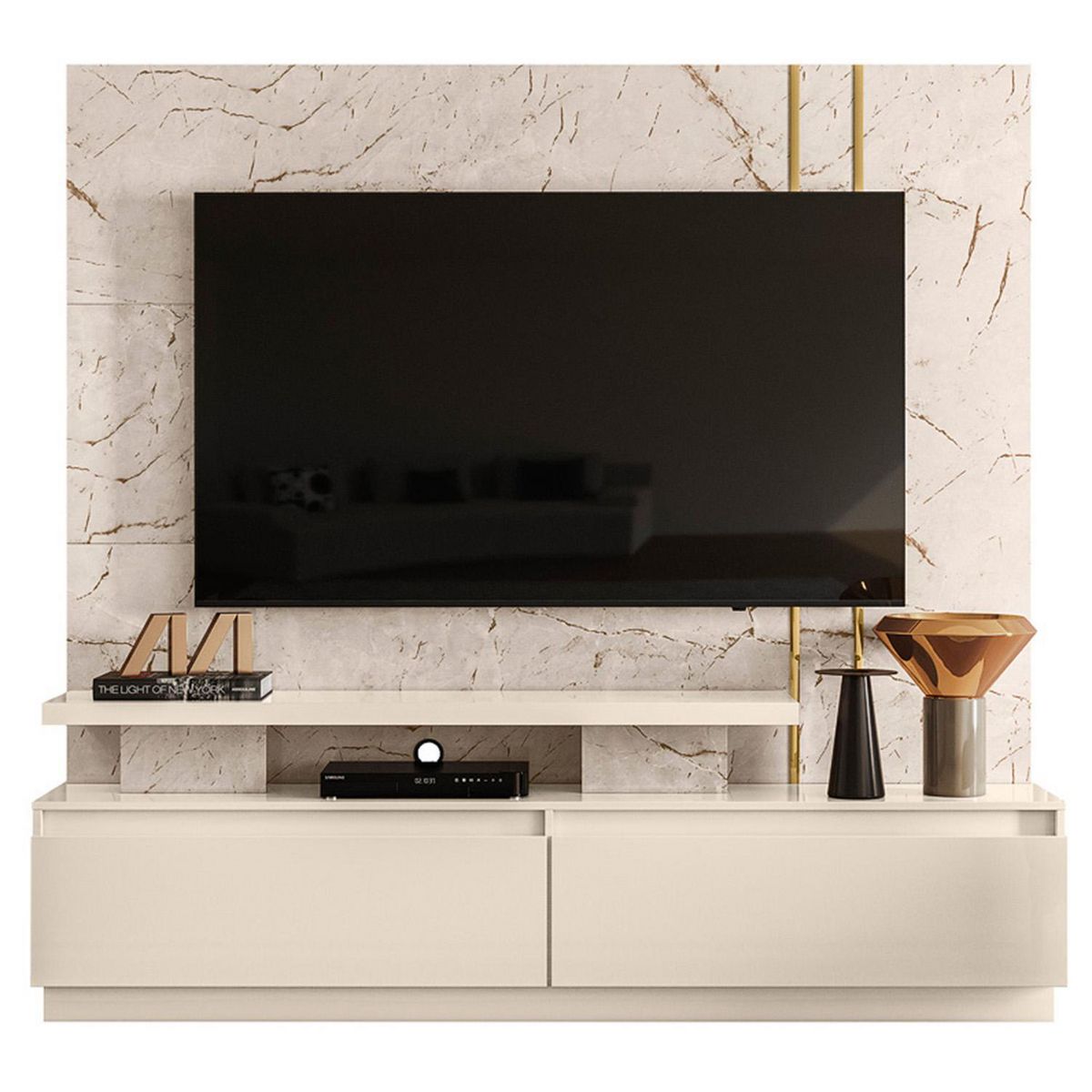 ALTAVISION - Home TV 75 " New Apolo Cala Blanco Marmolado 183x175x40.5 cm