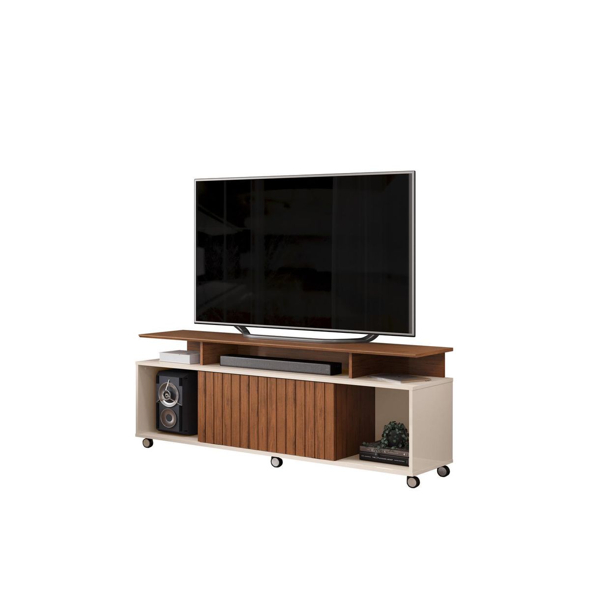 ALTAVISION - Rack TV 60 " Tomy Freij Café/Blanco Off 150x59.2x39.4 cm