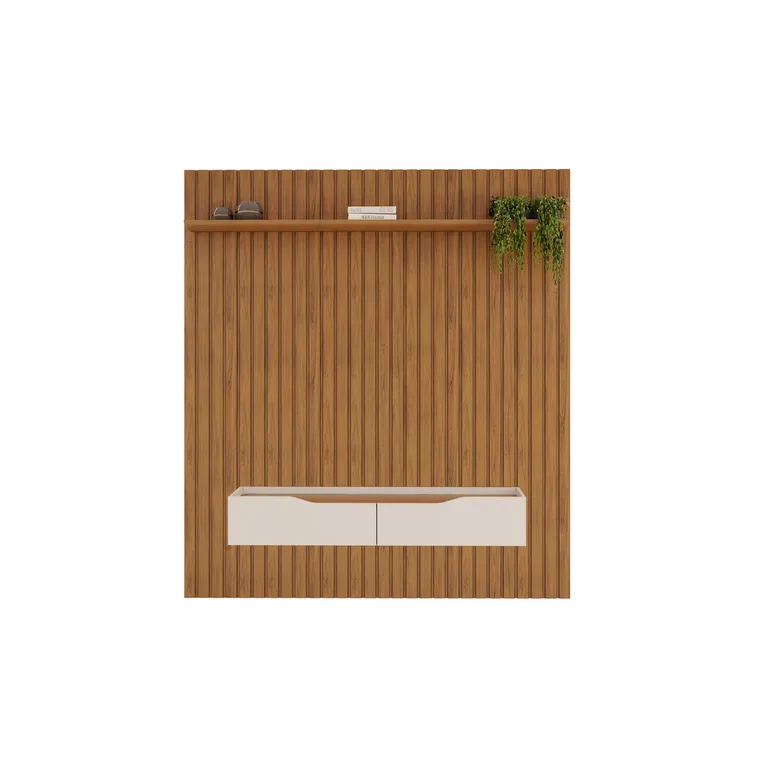 Panel TV 65 " Pratic 183 Cafe/Blanco Off 183.3x212x35.5 cm