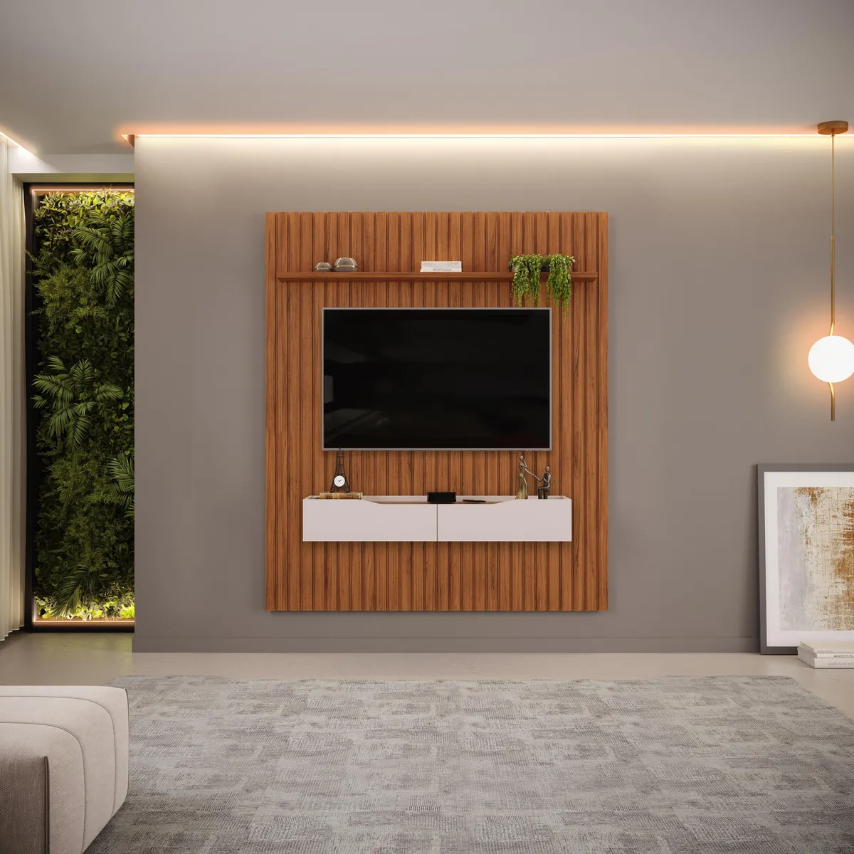 ALTAVISION - Panel TV 65 " Pratic 183 Café/Blanco Off 183.3x212x35.5 cm