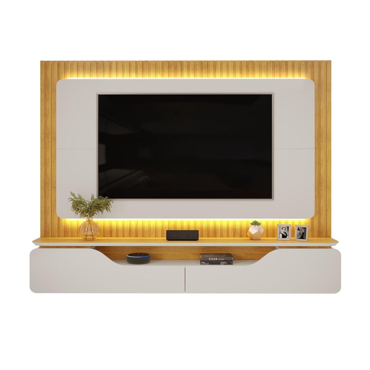 ALTAVISION - Panel TV 70 " Treviso Bali Gris Perla/Café 210x180x32.5 cm