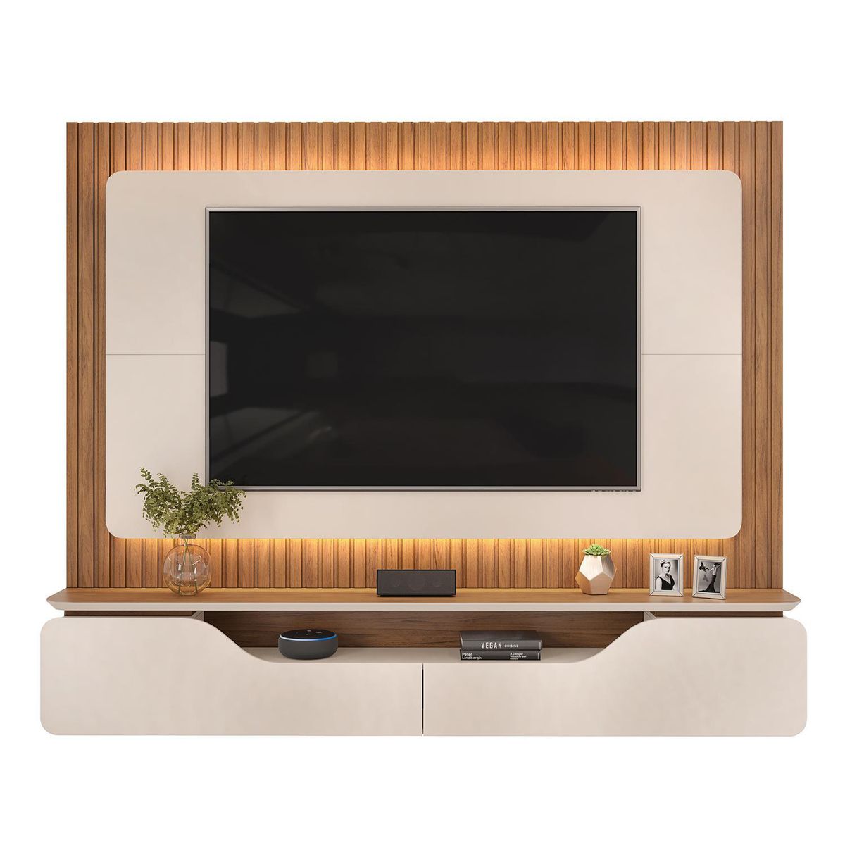 ALTAVISION - Panel TV 70 " Treviso WHFRE Café/Blanco Off 210x180x32.5 cm