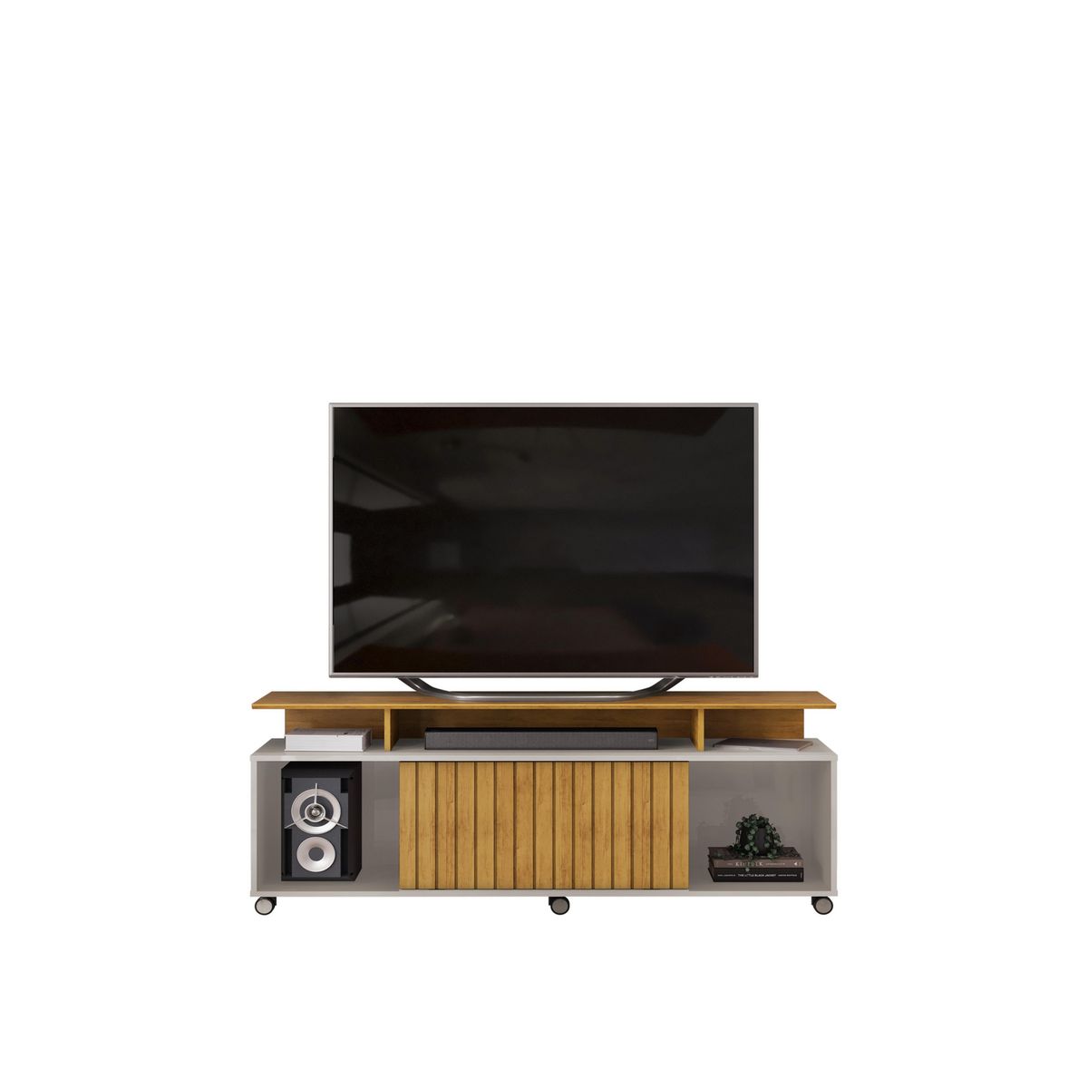 ALTAVISION - Rack TV 60 " Tomy Bali Gris Perla/Café 150x59.2x39.4 cm