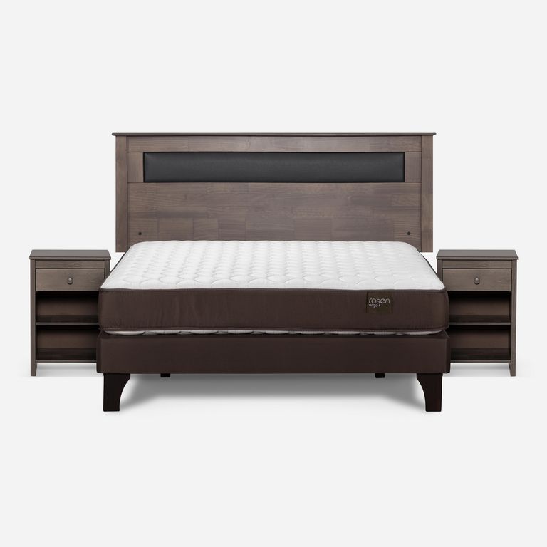 Cama 2 Plazas Europea New Ergo T + Respaldo + 2 Veladores