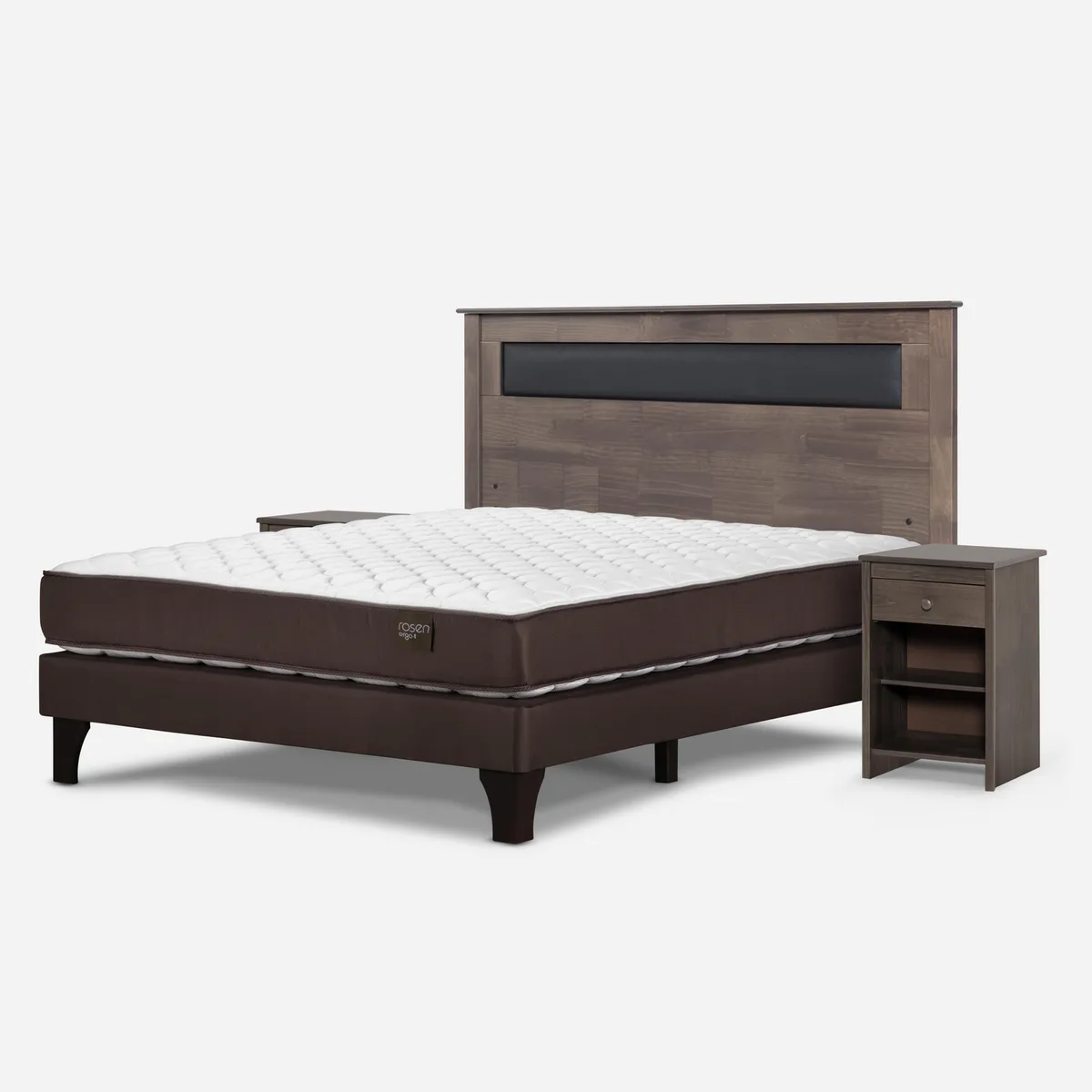 ROSEN - Cama 2 Plazas Europea New Ergo T + Respaldo + 2 Veladores