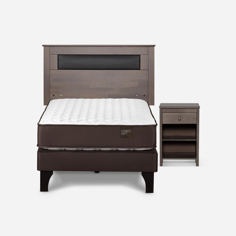 Cama 1.5 Plazas Europea New Ergo T + Respaldo + Velador