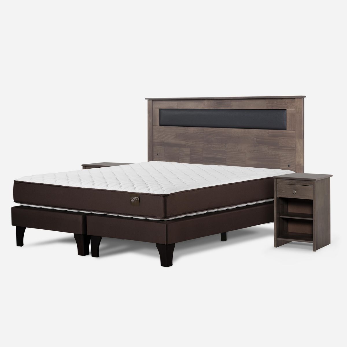 ROSEN - Cama King Europea Ergo T + Respaldo + 2 Veladores