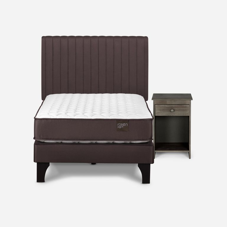Cama 1.5 Plazas Europea New Ergo T + Respaldo + Velador