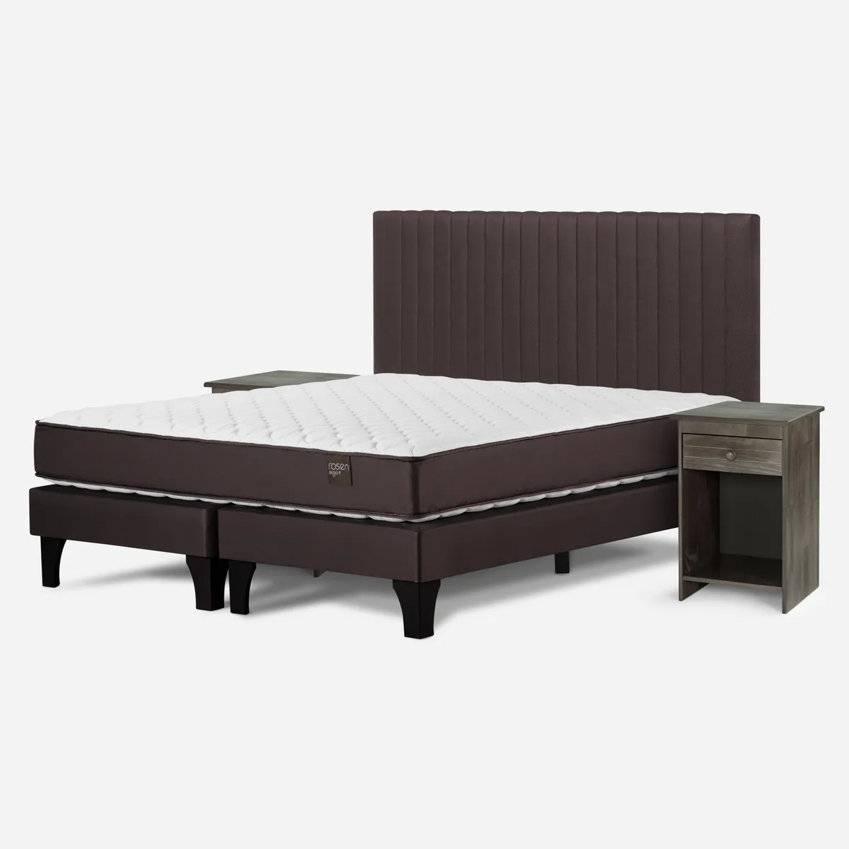 ROSEN - Cama 2 Plazas Europea New Ergo T + Respaldo + 2 Veladores