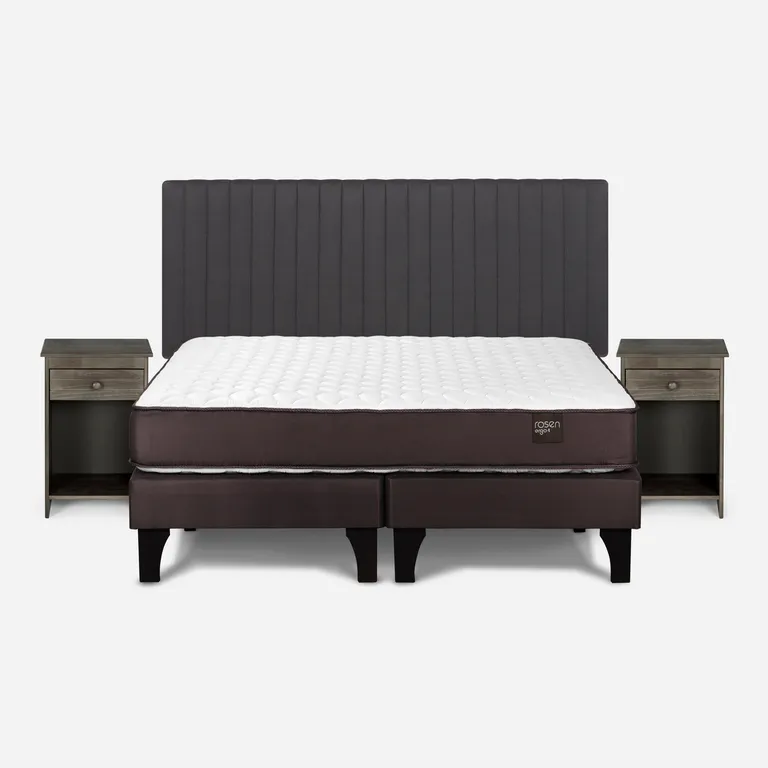Cama 2 Plazas Europea New Ergo T + Respaldo + 2 Veladores