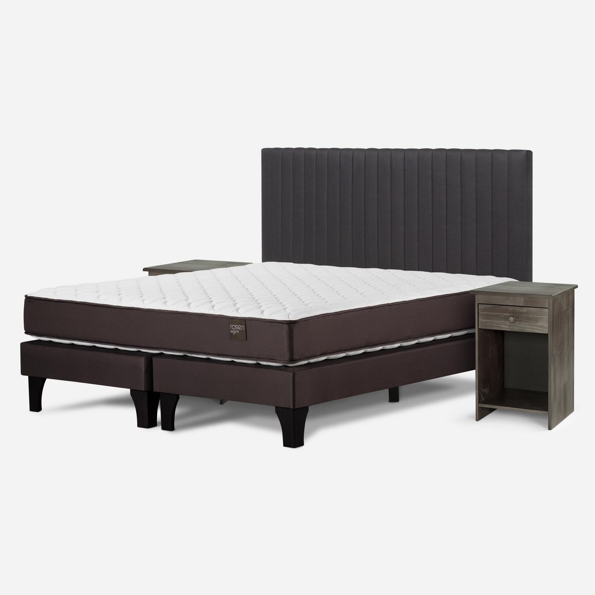 ROSEN - Cama 2 Plazas Europea New Ergo T + Respaldo + 2 Veladores
