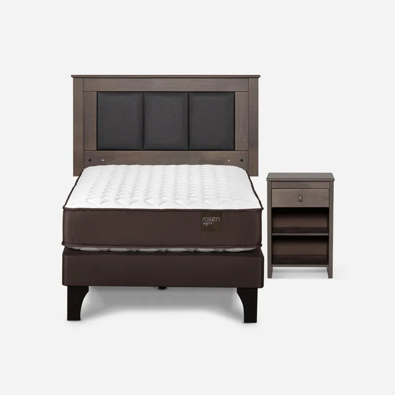 Cama 1.5 Plazas Europea New Ergo T + Respaldo + Velador