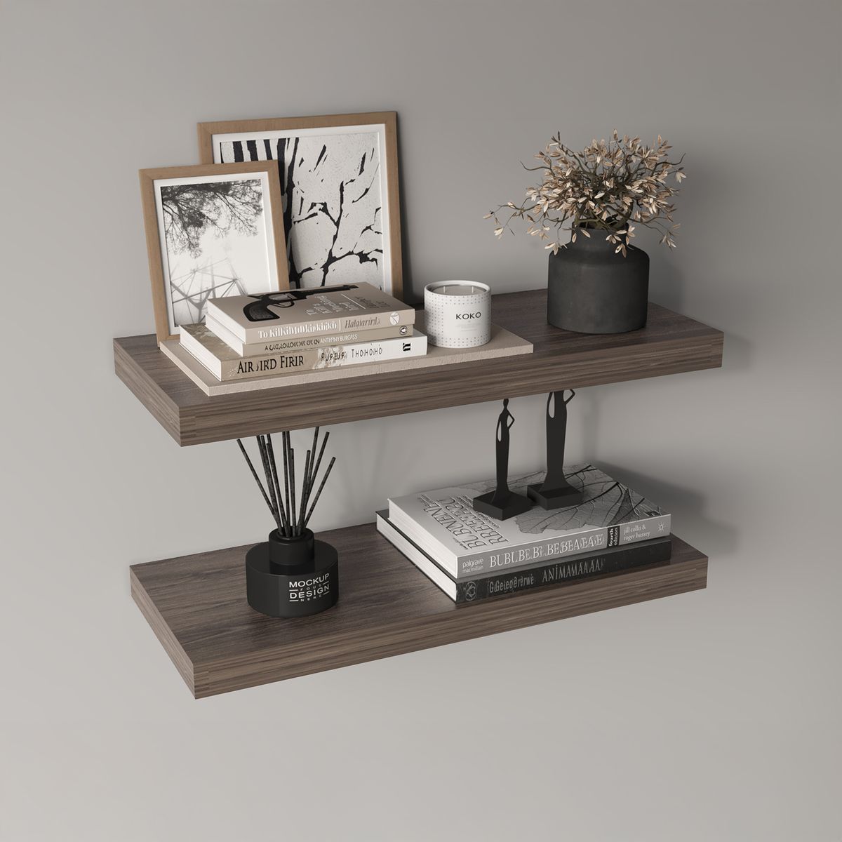 TUHOME - Repisa Melamina 1 Nivel(es) 80x3.8x25 cm Coñac