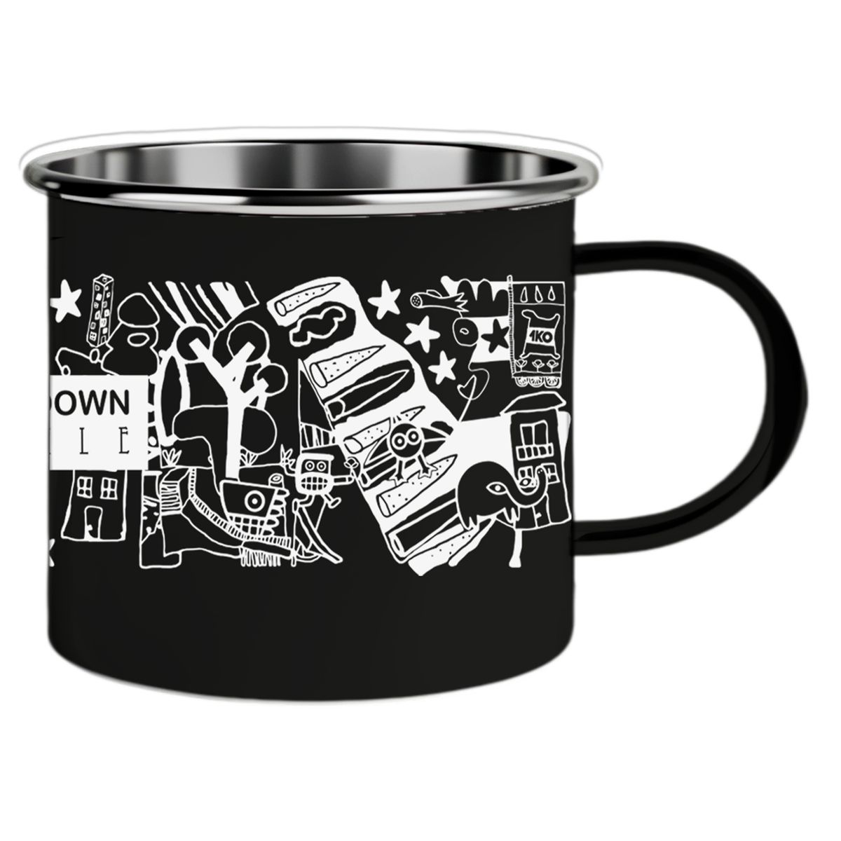 1KO - Tazón 450 ml Metal Blanco/negro