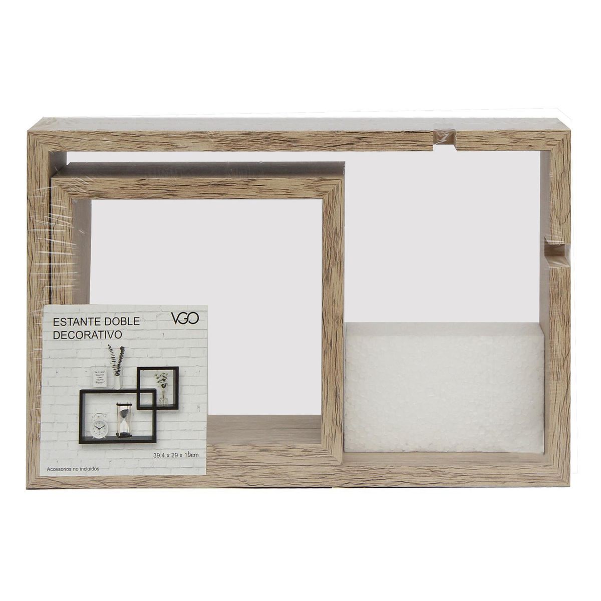 VGO - Set de 2 Repisas MDF 2 Nivel(es) 39x10x29 cm Natural