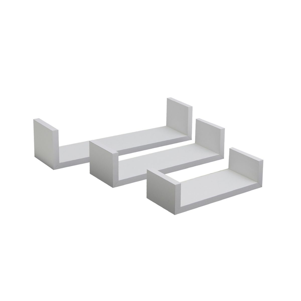 VGO - Set 3 Repisas MDF 42x10x10 cm Blanco