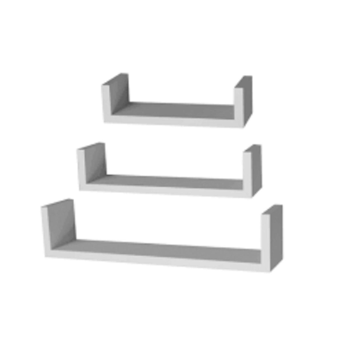 VGO - Set 3 Repisas MDF 42x10x10 cm Blanco